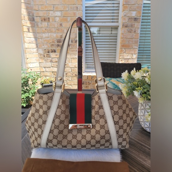 GUCCI Beige Web Tote Bag - Picture 2 of 16